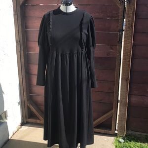 Topshop Textured Long Sleeve Midi Dress